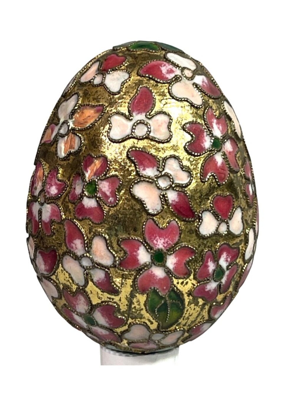 Vintage Handcrafted Cloisonné Egg Intricate Floral Design Decorative Collectible